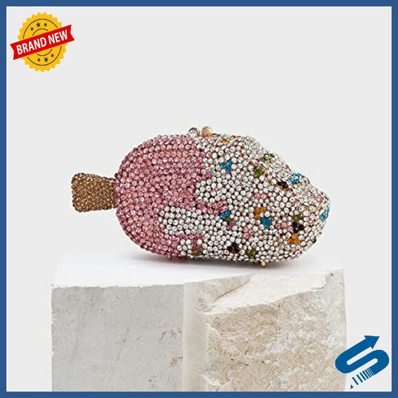 Glitter Rhinestone Evening Clutch Mini Bag Detachable Chain Shoulder